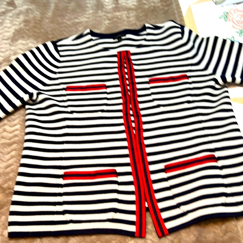 Classic Cardigan style  navy/white Jacket